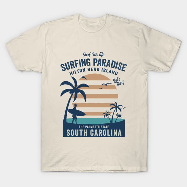 Hilton Head Island South Carolina Surfing T-Shirt by dumb designer